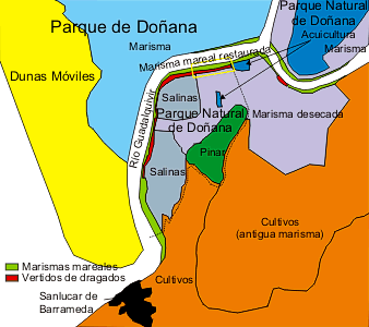 Mapa marismas del Guadalquivir